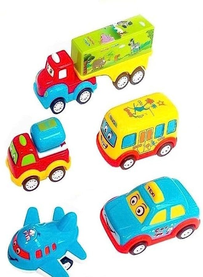 GoldiMec Kids Pull Back Vehicles, Push and Go Crawling Toy Car for Kids & Children (Set of 5 Pcs) with Non Toxic and Durable Material- Made in India - Multicolor - Image 1